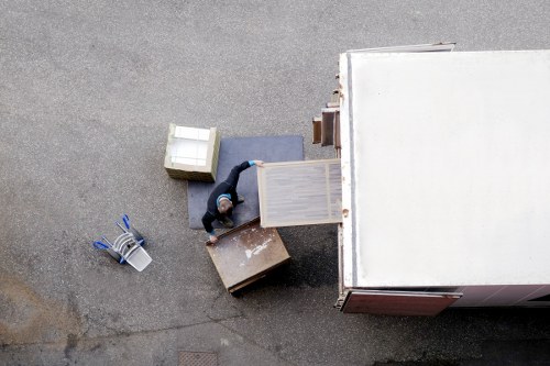Packed boxes and furniture prepared for a move in Earlscourt