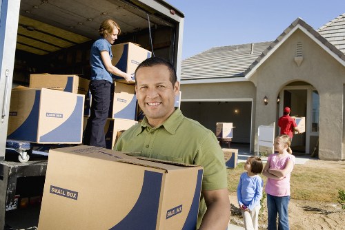Household boxes and furniture prepared for transport