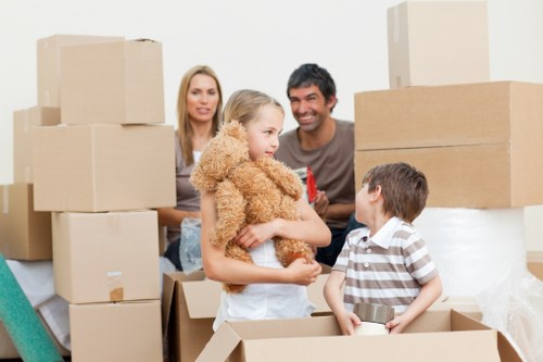 Commercial movers handling desks and IT equipment